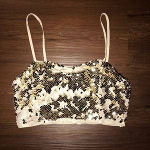 Sequin gold crop top